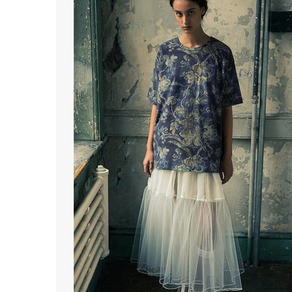 Gary Graham GaryGraham422 Indigo Floral Knit Oversized Tee Shirt Unisex M - Picture 1 of 8